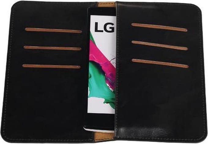 Zwart Pull-up Medium Pu portemonnee wallet voor LG
