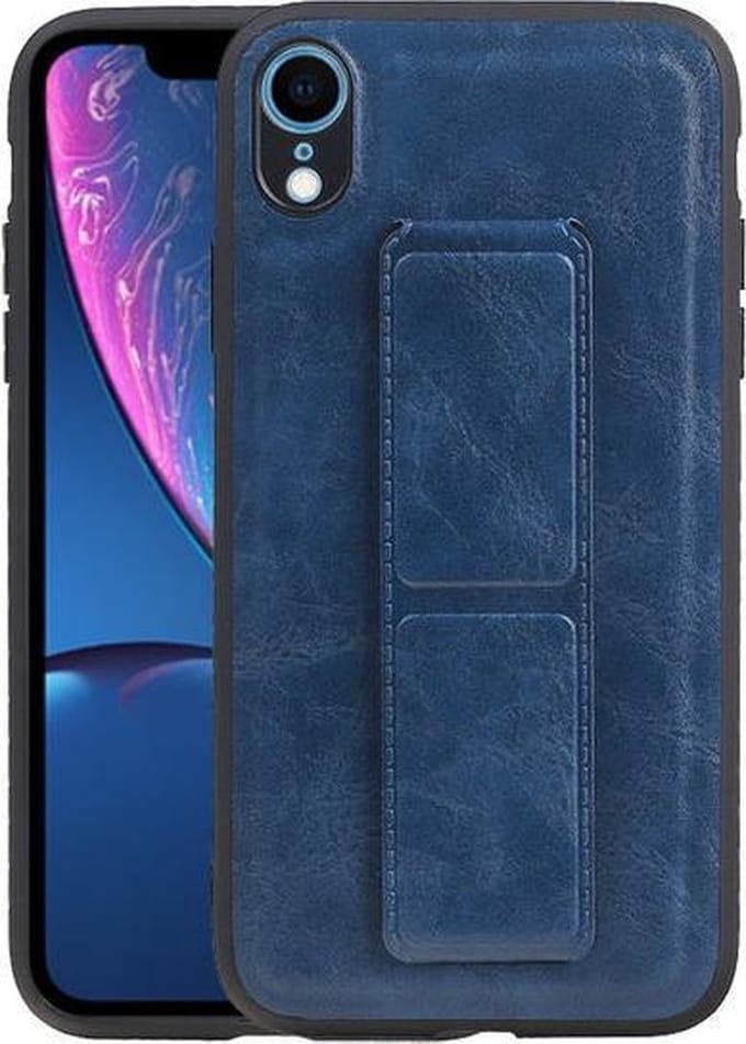 Grip Stand Hardcase Backcover voor iPhone XR Blauw