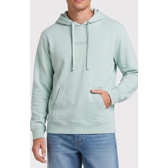 GUESS  Eco Roy Embossed  H Minty Mist Größe: M | Kaputzenpullis Outlet | Herren | Cyan