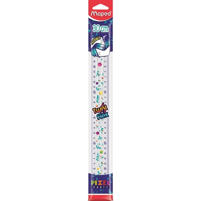 Liniaal Maped Pixel Party Twist 'n Flex 30cm transparant | 25 stuks