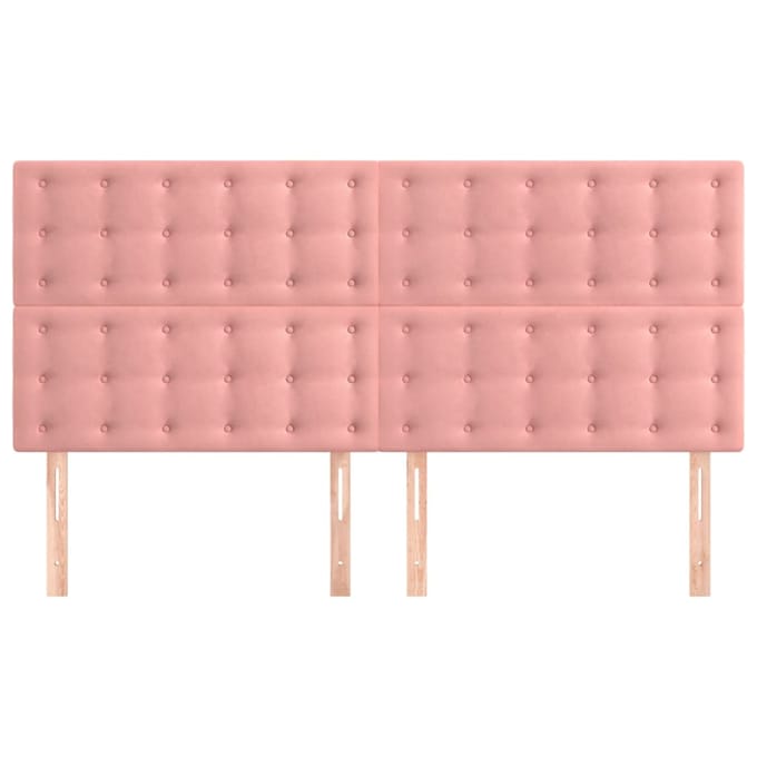 vidaXL - Hoofdbord - roze - 200x5x118/128 - cm - fluweel