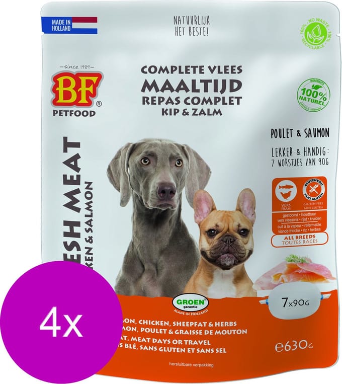 Bf Vleesvoeding Compleet - Hondenvoer - 4 x Zalm 7x90 g