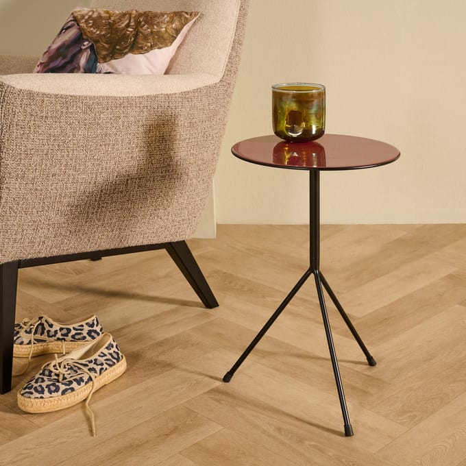 Bijzettafel Coup Rond - Bordeaux/Zwart Metaal Emaille - Gemonteerd