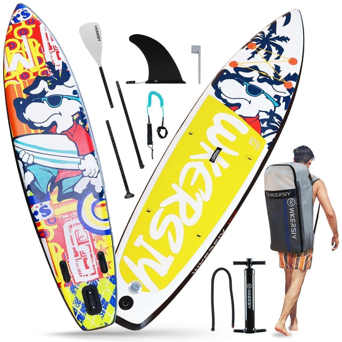 Opblaasbaar Stand Up Paddleboard SUP Board 6 Inch Dik SUP Surfplank Surf Set met Paddleboard Surf geel