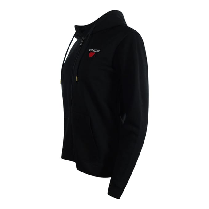 Love Moschino Small Bold Heart Logo Black Zip Hoodie