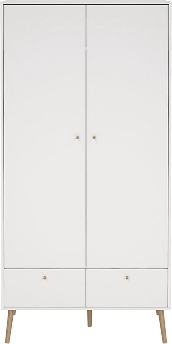Bodo kledingkast 200x99x58cm, 2 deuren, 2 lades wit.