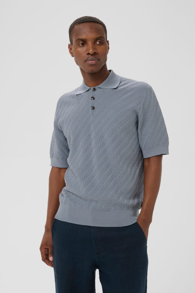 Regular fit poloshirt van puur katoen in tricotlook