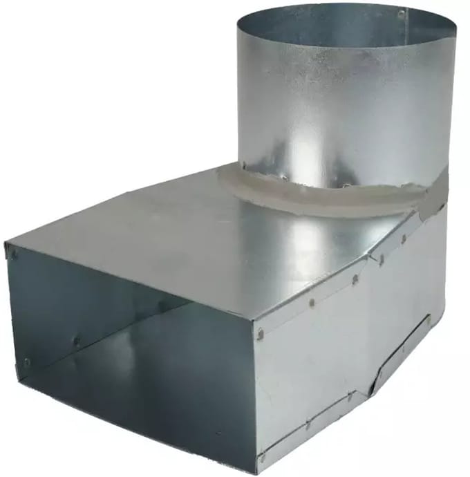 Lepe hoekstuk 170mm x 80mm naar Ã˜ 150mm
