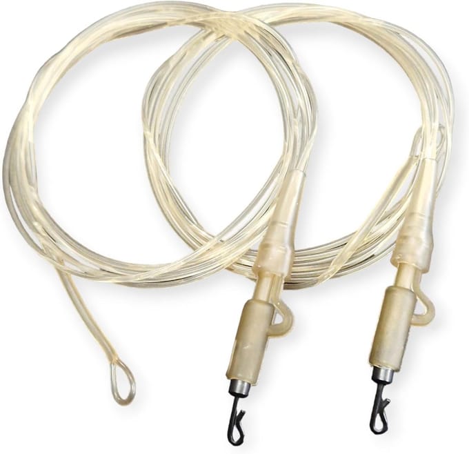 2x Fluorocarbon Karper Leaders met Veiligheidsclips en Wartels - Complete Set