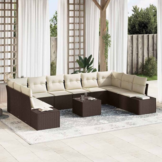 vidaXL Tuin Sofa Set 11 st Bruin poly rattan