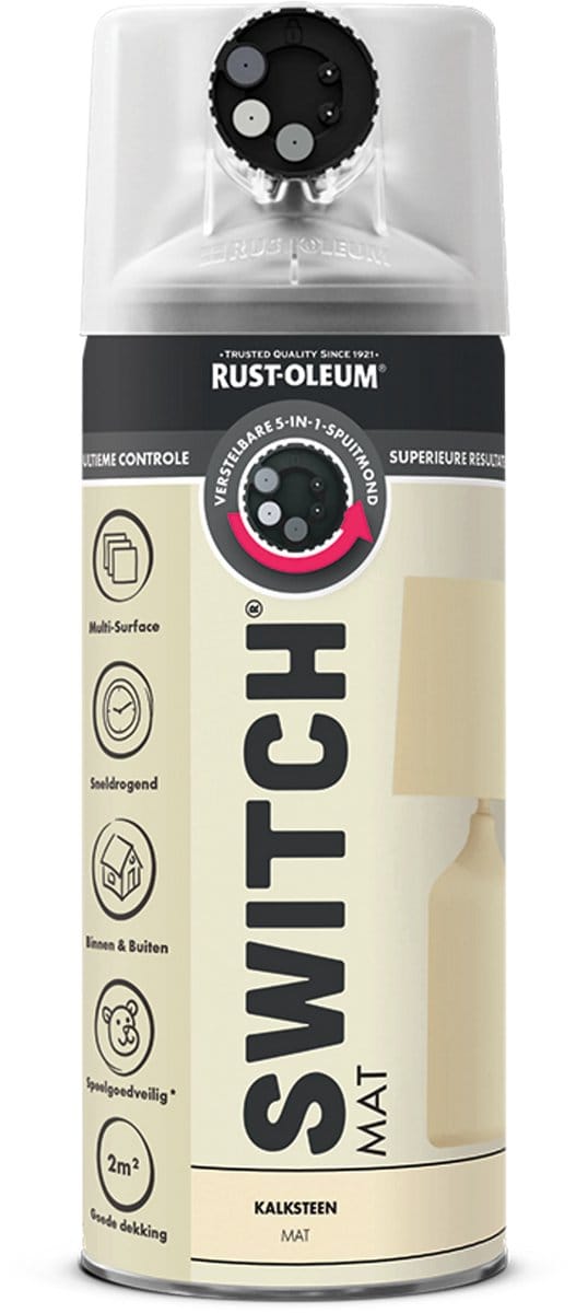 Rust-Oleum Switch Spuitbus Verf Mat 400ml - Kalksteen