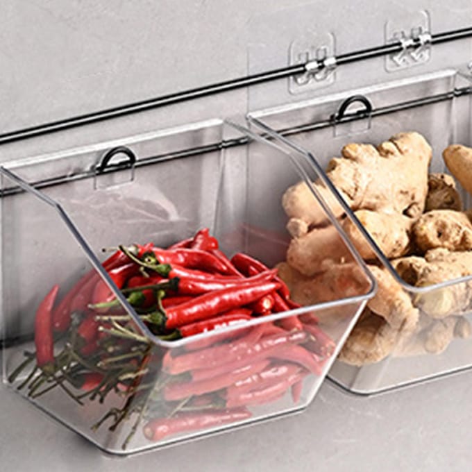 Boîte de rangement murale à 3 niveaux pour ail, gingembre et oignon gray