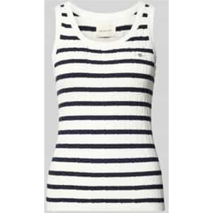 Tricottop in riblook met labelstitching