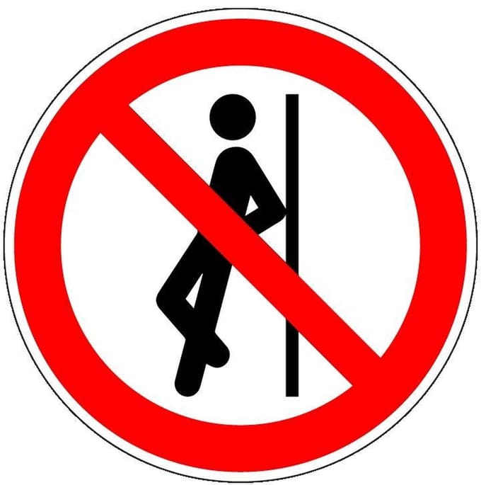 Verboden te leunen sticker - ISO 7010 - P041 200 mm