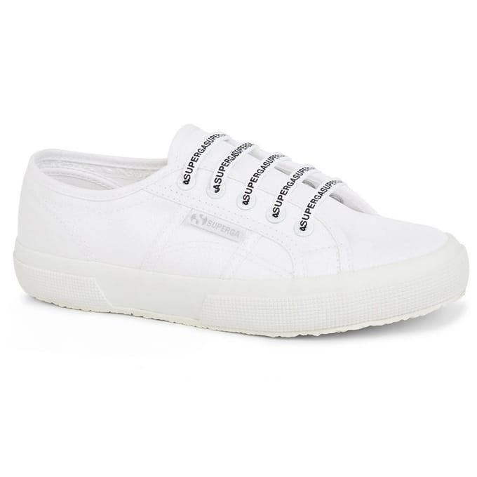 Superga Katoenen schoenveters met logo (Wit)