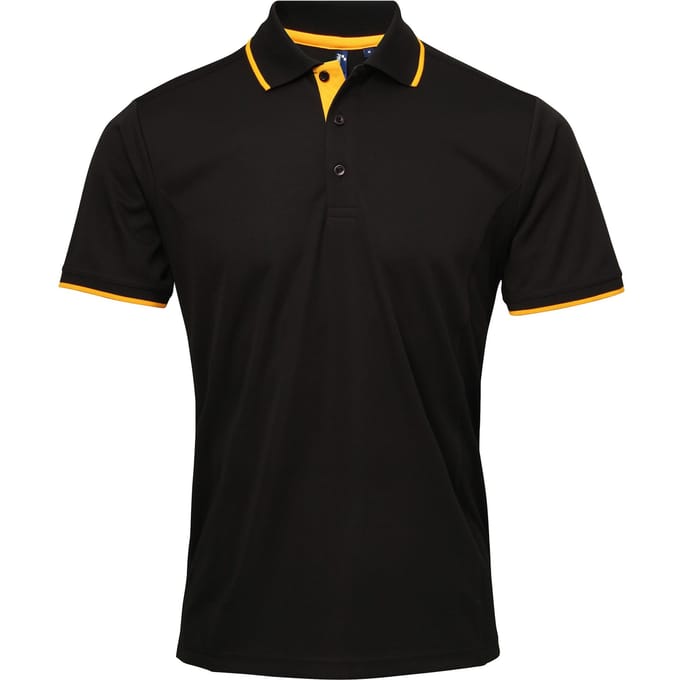 Premier Herencontrast Coolchecker Polo Shirt (Zwart/Zonnebloem)