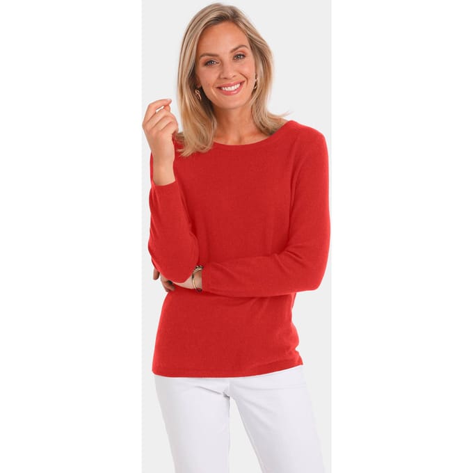 Pullover van kasjmier met boothals - rood - Gr. 25 van Goldner Fashion