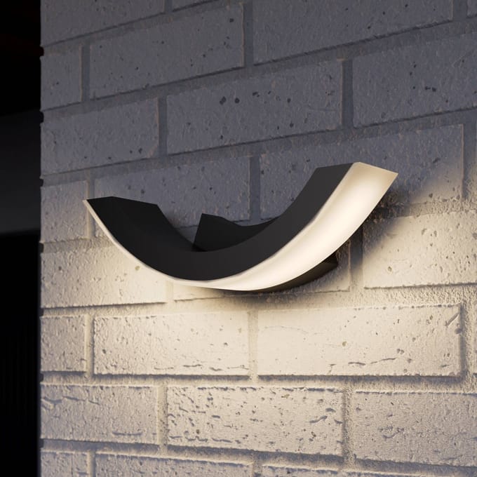 Lucande LED buiten wandlamp Half, 30 cm, antraciet, IP54