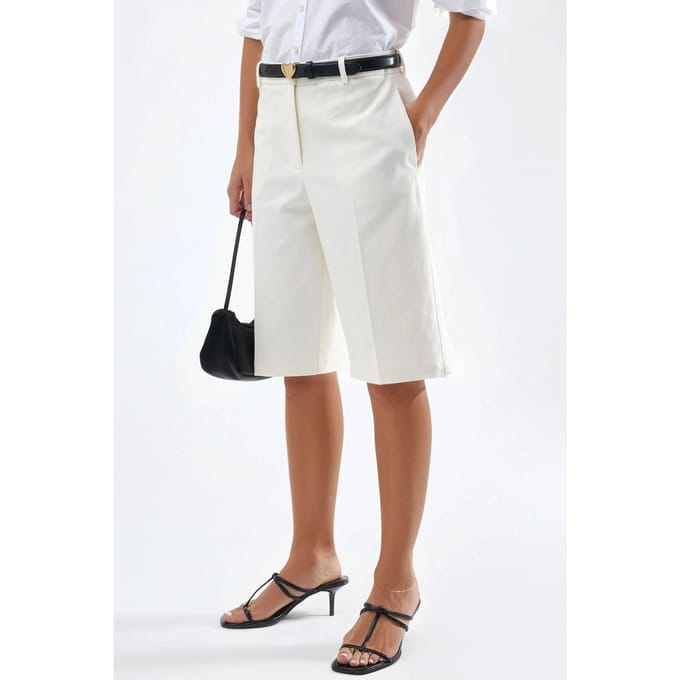 Rechtaf lopende Bermuda Shorts (zonder Ceintuur)