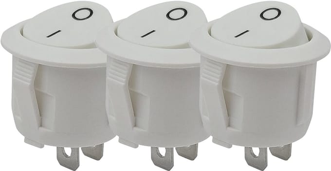 ProRide Wipschakelaar ON/OFF KCD2-202 - 2-pins - Rond ?20mm - 250V/6A - Wit - 3 stuks