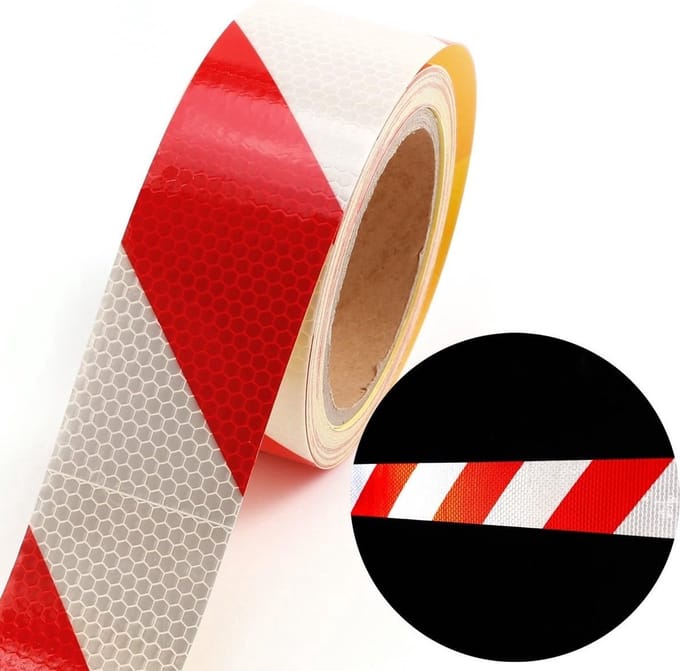 Reflecterende tape – Rood – 10 meter – 50 mm - Rechts