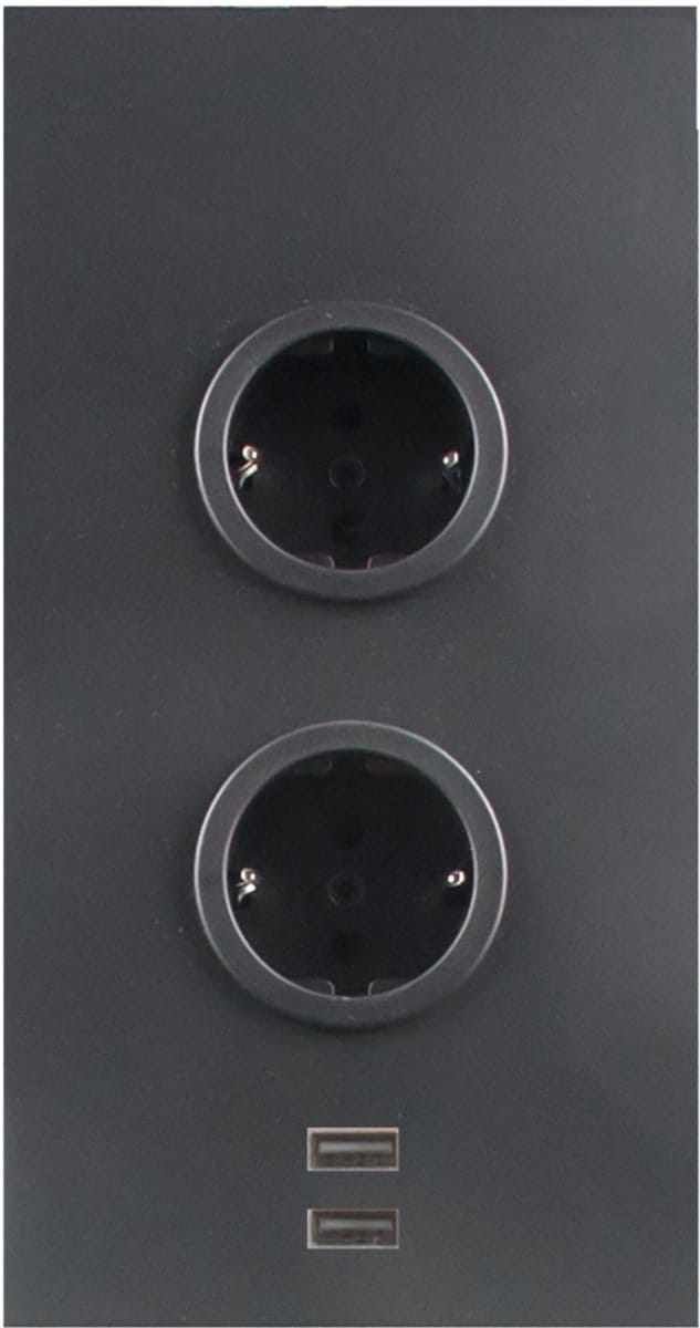 Energiezuil 2ST22, 2-V, penaarde +2x USB-A-lader Zwart BELGIE