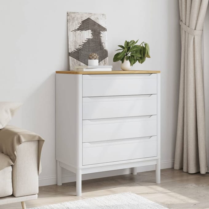 vidaXL - Ladekast - FLORO - massief - grenenhout - wit