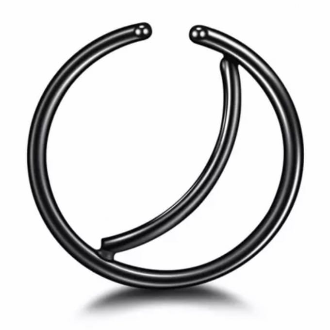 Fake neus-ring-zwart- 10 mm- dubbel - Charme Bijoux