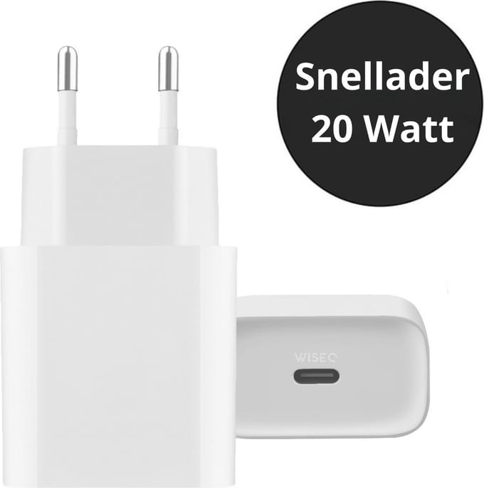 WISEQ Stekker usb c – 20W snellader usb c – Geschikt voor iPhone 15/16/17 – Wit