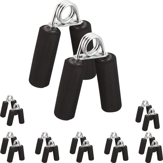 16x knijphalter - handknijper - handtraining - handtrainer - 40 kg - zwart
