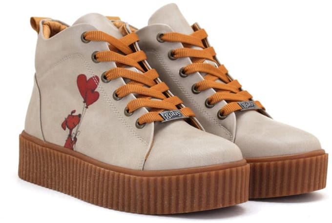 Goby Dames Veterboots – Hartjesprint – Platform Zool – Handgemaakt – Premium Kwaliteit – Maat 39