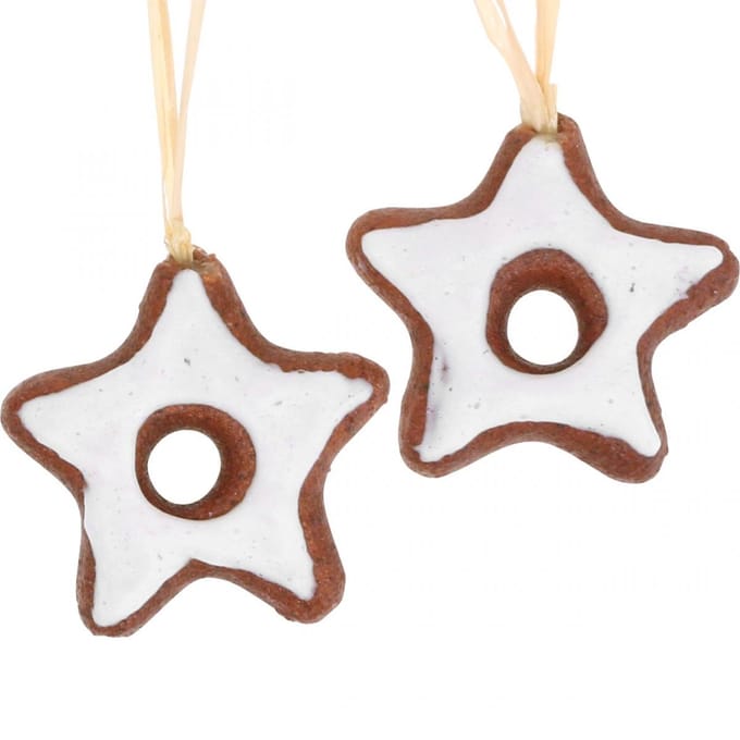 Kerstboomversiering, kaneelsterren, decoratieve sterren van kunststof,