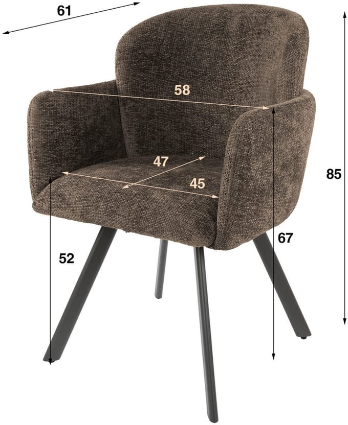 Giga Meubel Eetkamerstoel Embrace - Taupe - Draaibaar - Set van 2