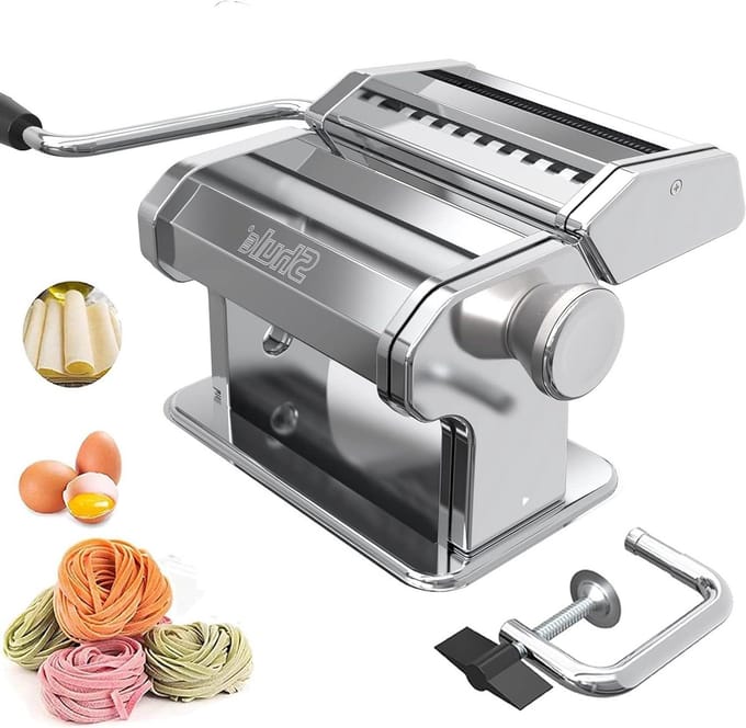 Pastamaker - Deegroller - Verse Pasta Maken - Verstelbare Dikte - 150mm Breed - Zilver