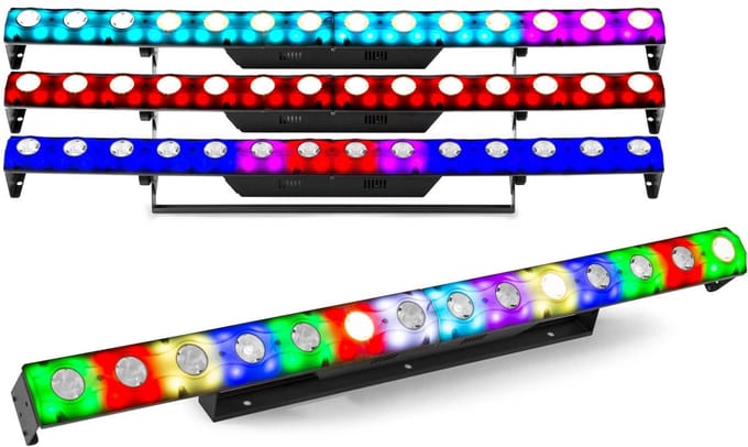 BeamZ set van 4 LCB14 Hybride Sunstrip LED Barren - WW/RGB met pixel control