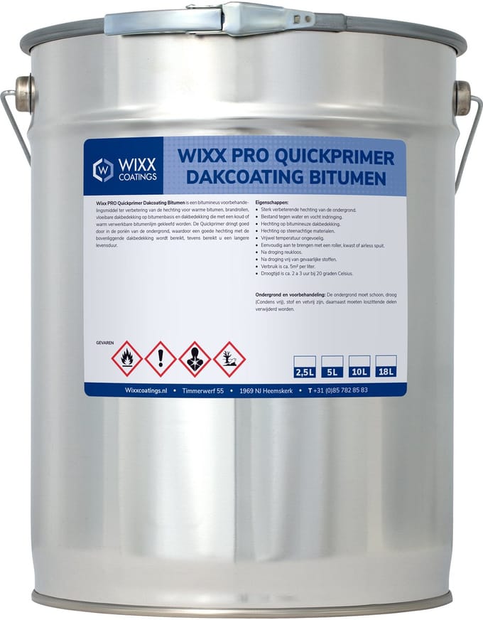 Wixx PRO Quickprimer Dakcoating Bitumen - 5L - Zwart