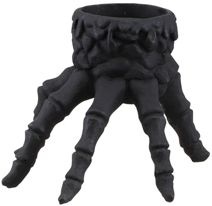 CHAKS - Zwarte skelethand kaarsenhouder 13 cm