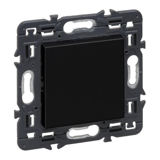 Legrand Val Full Device zwarte plaat met schroefbevestiging - 741480