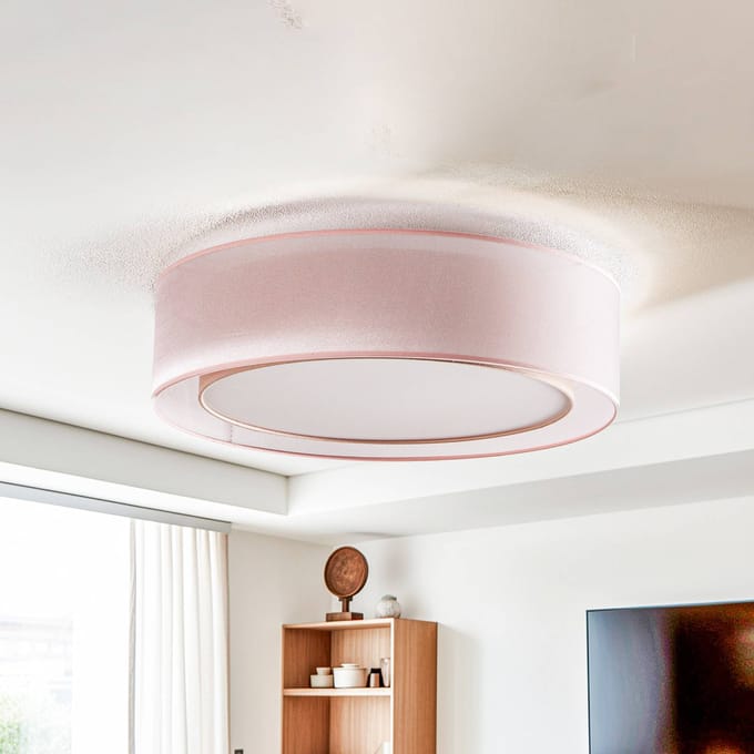 Euluna Tibu plafondlamp, textiel, Ø50cm, cappuccino