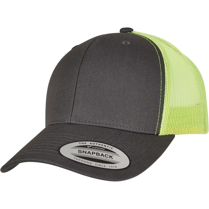 Flexfit - Retro Trucker 2Tone charcoal/ neon green one size Pet - Grijs/Groen