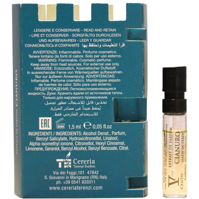 V Canto, Cianuro, Extrait De Parfum, Unisexe, 1,5 ml *Fiole