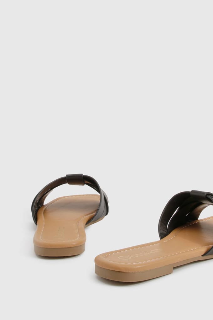 boohoo Dames Geweven Basic Mule Sandalen | Zwart | Maat: 36