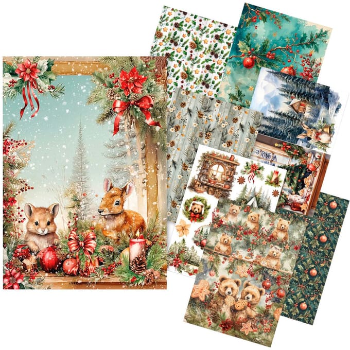 Motief strozijde assortiment "Cosy Christmas", set van 8