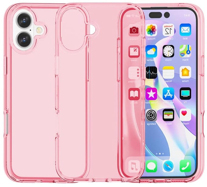Transparant Hard-Cover Bescherm-Hoes + Screenprotector geschikt voor Apple iPhone 17 - Roze
