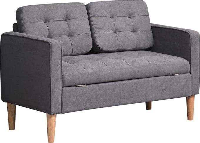 HOMCOM 2-zitsbank - polyester/schuim - 117x62x78 cm - grijs