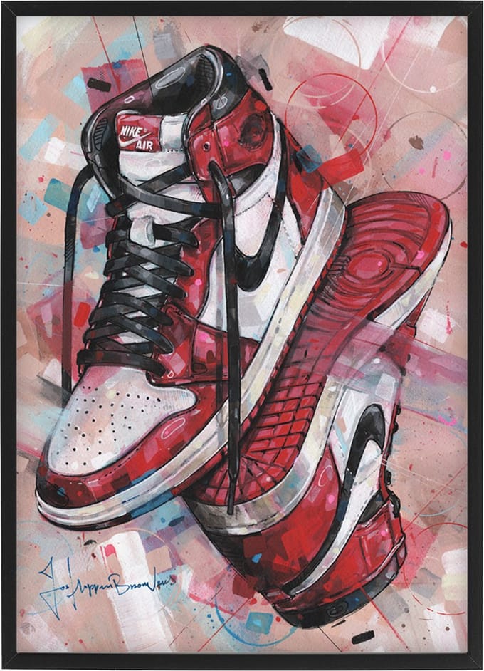 Sneaker print upside down Chicago 30,6x43 cm (A3) *ingelijst & gesigneerd