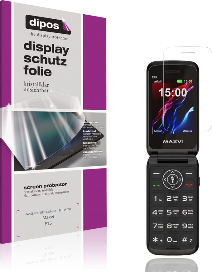 dipos – 4x Beschermfolie geschikt voor Maxvi E15 | Krasbestendige & heldere Screenprotector Ultra-Thin