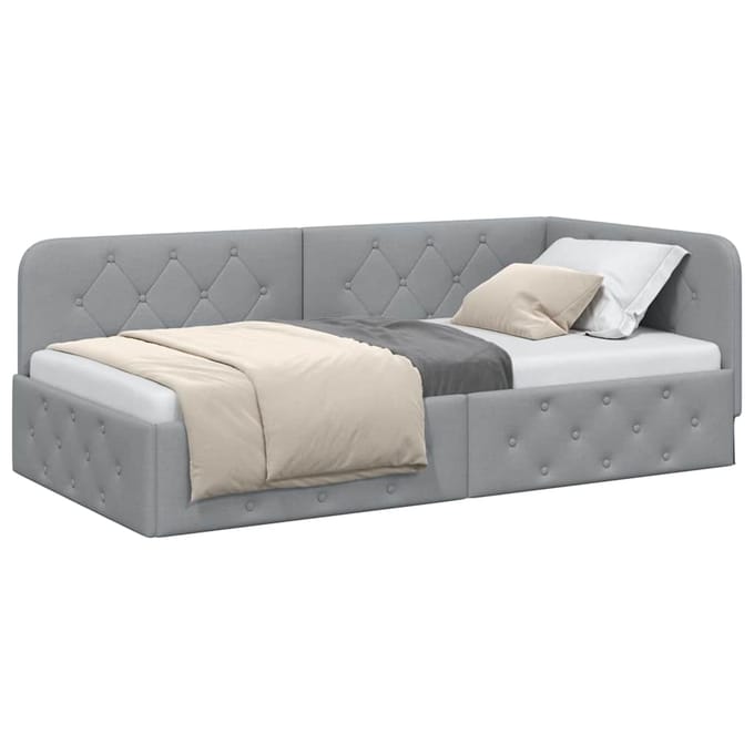vidaXL - Hoek - Bed - Frame - Lichtgrijs - 90 - x - 200 - cm - Stof