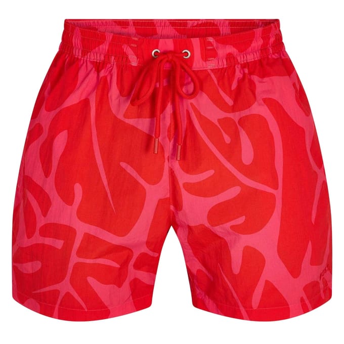 Boss Heren Bari Abstract Zwemshorts (Donker Roze)