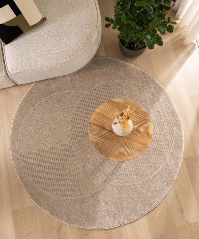 Scandinavisch vloerkleed rond - Contour Circle beige 100